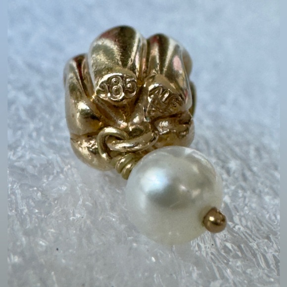 GENUINE PANDORA 14K GOLD WHITE PEARL LAVENDER CZ CHARM 750238LCZ RETIRED - Picture 10 of 11